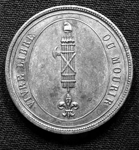 17. Medal: Vivre libre ou mourir [Live Free or Die]  Source: Museum of the French Revolution 87.237