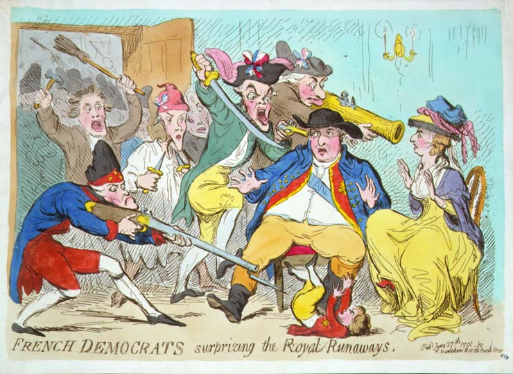 9. French Democrats surprizing the Royal Runaways. Published June 27, 1791  Source: Museum of the French Revolution 89.100